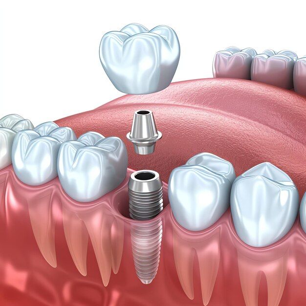 Cấu tạo chi tiết răng Implant: trụ Titanium, Abutment và mão sứ